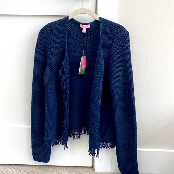 Lilly Pulitzer NWT Navy Sweater Blazer - Picture 2 of 6